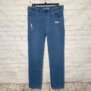 Betabrand light/medium wash pull on boot cut 4 pocket yoga denim